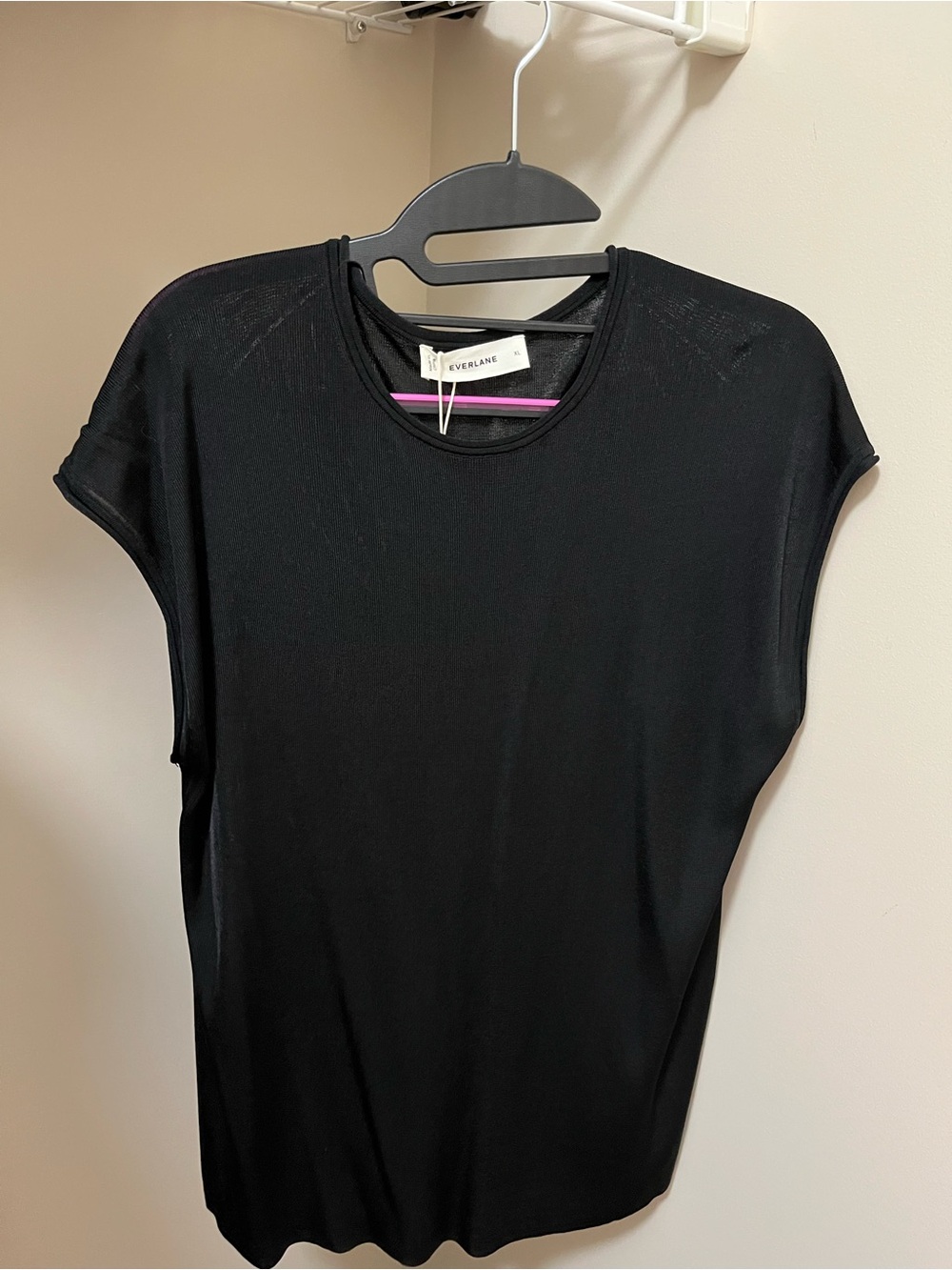 Everlane Black Relaxed Draped Short Sleeve Knit